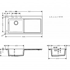 Мойка кухонная Hansgrohe S51 43330170 с сушилкой справа, черный графит