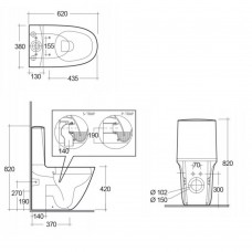 Унитаз компакт RAK Ceramics Sensation SENWC1146AWHA безободковый с бачком SENWT1800AWHA и сиденьем SENSC3901WH Soft Close