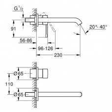 Змішувач прихованого монтажу для раковини Grohe Essence 29193DL1 230 мм, теплий захід сонця (рожеве золото)