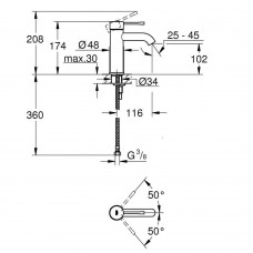 Змішувач для раковини Grohe Essence 24172DL1 S-розмір, теплий захід сонця (рожеве золото)