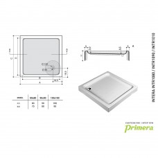 Душевой поддон Primera Intera INTR1010 100х100х12 см квадратный с ножками и сифоном