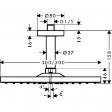 Верхній душ Hansgrohe Raindance E 300 1jet 26250140 бронза матовий