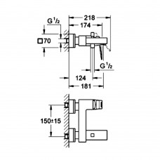 Смеситель для ванны Grohe Eurocube 23140AL0 графит темный матовый