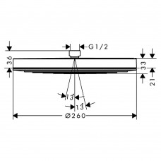 Верхний душ Hansgrohe Pulsify S 260 1jet 24140140 бронза матовый