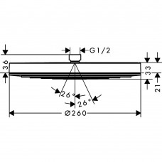 Верхний душ Hansgrohe Pulsify 260 1jet 24140000 хром