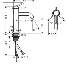 Смеситель для раковины с д/к Tecturis S Hansgrohe 73310140 brushed bronze