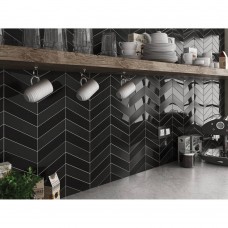 Плитка Equipe Ceramicas 23357 Chevron Wall Black Matt Left 18,6x5,2 см