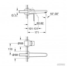 Змішувач прихованого монтажу для раковини Grohe Eurodisc cosmopolitan 19573002