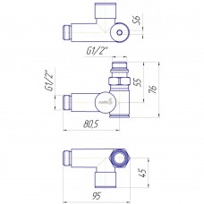 Кран угловой под ТЭН Марио 4820111357529, белый глянец