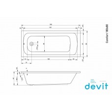 Ванна акрилова Devit Comfort 18080123 180х80 см з ніжками