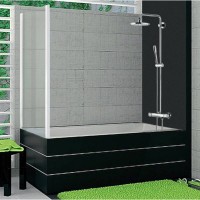Бічна стінка для шторки на ванну San Swiss Top-Line TOPV07500407 150х75 см  профіль білий/прозоре скло