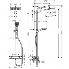 Душевая система Hansgrohe Crometta 27271000 E 240 1jet Showerpipe с термостатом