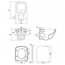Унитаз подвесной Cersanit Larga S701-473 Cleanon с сиденьем Slim Wrap, Soft Close (СЕТ B332)