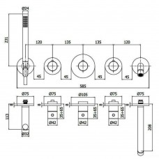 Змішувач прихованого монтажу для душу/ванни Paffoni Modular MDE 001 ST термостатичний (зовнішня частина) колір - сталь