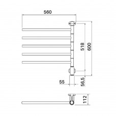 Полотенцесушитель электрический Pax Flex 25-2013 I 5/550, 560х600 мм хром 50 Вт