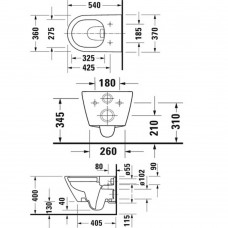 Унитаз подвесной Duravit D-Neo 2577098900 + 0021698900 без ободка с крышкой Soft Close, антрацит
