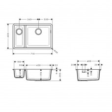 Кухонна мийка під стільницю Graphiteblack Hansgrohe (S510-U635) 43433170