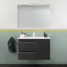 Комплект мебели Royo Vitale С0072387 тумба с раковиной (125624 + 123343) подвесная 80 см серый + зеркало с LED подсветкой (121517 + 123395)