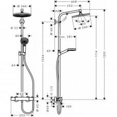 Душова система Hansgrohe Crometta 27267000 S 240 1jet Showerpipe з термостатом