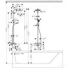 Душова система Hansgrohe Crometta Showerpipe 27298000 з термостатом