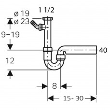 Сифон для раковины трубный Geberit 152.713.11.1 с угловым шланговым соединителем для подключения посудомойной или стиральной машины