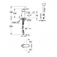 Смеситель для раковины Grohe Eurosmart 23125000 с гигиеническим душем