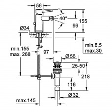 Змішувач для біде Grohe BauClassic 32864000 з донним клапаном