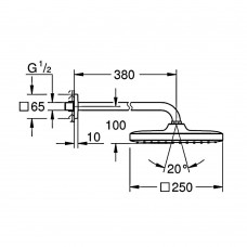 Верхній душ Grohe Tempesta 250 Cube 266872430 з кронштейном, чорний