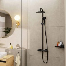 Душова система Hansgrohe Vernis Blend Showerpipe 240 1jet EcoSmart 26428670 з термостатом, чорний матовий