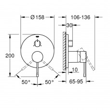 Змішувач прихованого монтажу для ванни/душу Grohe Essence 24092AL1 на 3 виходи, графіт