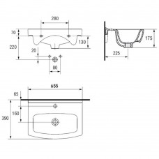 Раковина Mito Cersania CCWF1007502939 / UN503-0202-PT 65 см