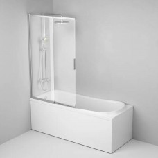Шторка для ванны AM PM Like WU80S-100PS-150MT 100х150 см, раздвижная, профиль хром матовый, стекло прозрачное