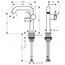 Змішувач для раковини Hansgrohe Tecturis S CoolStart EcoSmart+ 73340000 хром