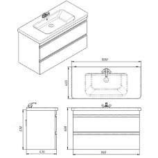 Тумба Primera Frame 753100W 100 см с раковиной и сифоном, белая глянцевая