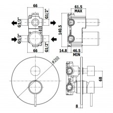 Змішувач прихованого монтажу для ванни/душу Paffoni Light LIG 018 NO чорний матовий