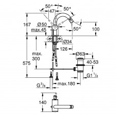 Смеситель для биде Grohe Atrio 24364DC0 с донным клапаном, суперсталь