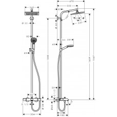 Душова система hansgrohe Crometta E 240 1jet Showerpipe з термостатом 27298000 хром