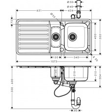 Мийка для кухні hansgrohe S41 S4113-F540 43339800 сталь