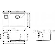 Мийка для кухні hansgrohe S71 S719-U655 43429800 сталь