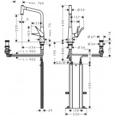 Змішувач hansgrohe Metris Select M71 для кухонної мийки, хром 73806000