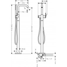 Змішувач hansgrohe Tecturis S для ванни підлоговий, чорний матовий 73440670