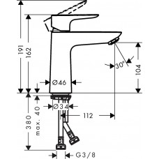 Змішувач для раковини hansgrohe Talis E із зливним клапаном push-open, хром 71711000