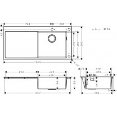 Мийка для кухні hansgrohe S71 S717-F450 43307800 сталь, з сушилкою зліва