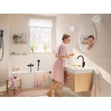 Змішувач hansgrohe Rebris S для раковини зі зливним гарнітуром та поворотним виливом, чорний матовий 72536670