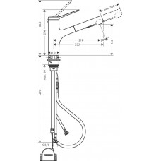 Змішувач hansgrohe Zesis M33 sBox з витяжним душем для кухонної мийки, хром 74803000