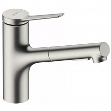 Змішувач hansgrohe Zesis M33 з висувним зливом для кухонної мийки, пфд сталь 74820800