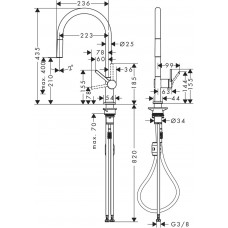 Змішувач hansgrohe Talis M54 для кухонної мийки з висувним душем, хром 72802000