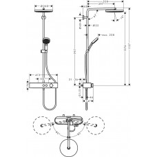 Душова система hansgrohe Pulsify S Showerpipe 260 1jet з термостатом 24220670 чорний матовий