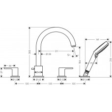 Змішувач hansgrohe Vernis Shape на борт ванни, чорний матовий 71459670