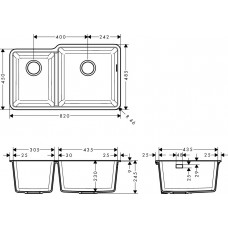 Мийка для кухні hansgrohe S51 S510-U760 43436380 сірий світлий